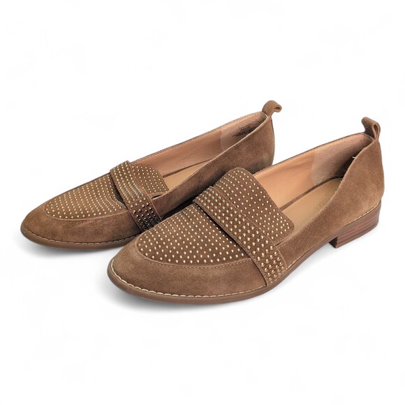 Crown Vintage Shoes - Crown Vintage Tan‎ Suede Studded Loafers, Size 9